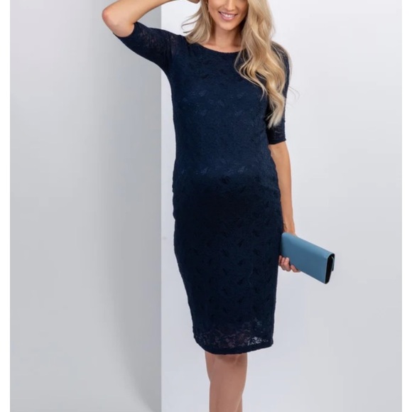 NWT PinkBlush maternity navy lace midi dress - Picture 6 of 10